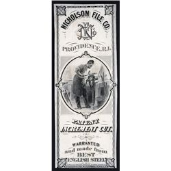 Nicholson File Co. Proof Package Label, 1860's From National BNC Sample Book.