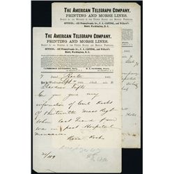 American Telegraph Co. 2 Civil War Telegraphs for the 13th Mass Regiment.