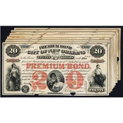 Premium Bond-City of New Orleans 1875 Issue Group of 8.