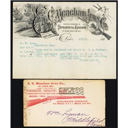 E.C. Meacham Arms, Gun / Sporting Goods Dealer Letterhead with Damaged Envelope with Winchester Rifl