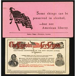 Anti-Saloon League of America Cards.