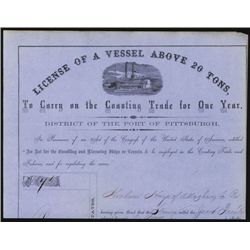 Port of Pittsburgh 1860 Federal Steamboat License.