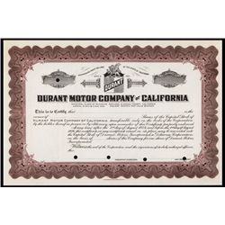 Durant Motor Co. of California Specimen Stock.