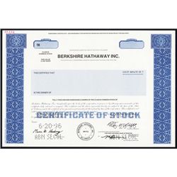 Berkshire Hathaway Inc. 1996, Specimen Stock.