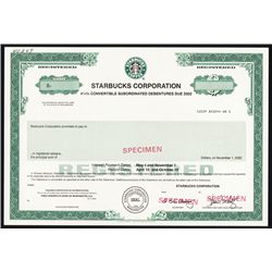 Starbucks Corp. Specimen Bond.