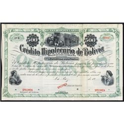 Credito Hipotecario de Bolivia Specimen Bond.