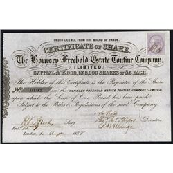 Hornsey Freehold Estate Tontine Co. Ltd. Issued Stock.