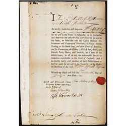 South Sea Co. Power of Attorney.