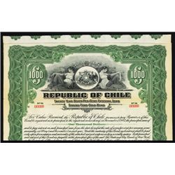 Republic of Chile 1922 Specimen Bond.