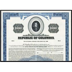 Republic of Colombia 1973 Specimen Bond.