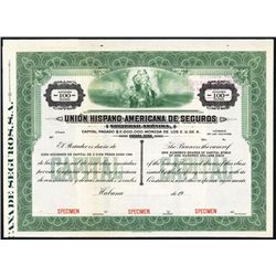 Union Hispano-Americana De Seguros Specimen Bond.