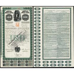 Banco De Londres Y Mexico, 100 Pesos 1905 Issued Bond With Pass-Co Certificate.