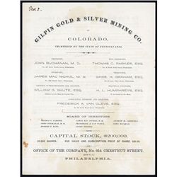 Gilpin Gold and Silver Mining Co. ND (ca.1860-70's) Prospectus.