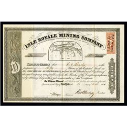 Isle Royale Mining Company, 1864 Issued Michigan Stock Certificate.