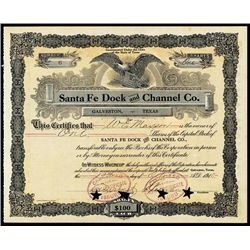 Santa Fe Dock and Channel Co. Issued Stock.