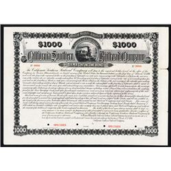 California Southern Railroad Co. Specimen Bond.