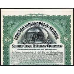 Chicago, Indianapolis and St. Louis Short Line Railway Co. Specimen Bond.