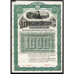 Grafton and Upton Railroad Co. Specimen Bond.