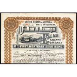 Fulton & Oswego Falls Railway Co. Specimen Bond.