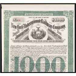 New York Underground Railway Co. Issued Bond.