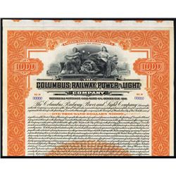 Columbus Railway, Power and Light Co. Specimen Bond.