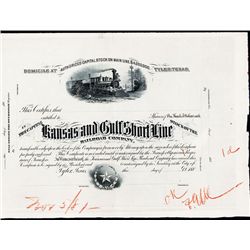 Kansas and Gulf Short Line Railroad Co., 188x, Bond Proof.