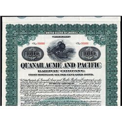 Quanah, Acme and Pacific Railway Co., 1909, Specimen Bond.