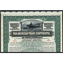 Pan American Trans-Continental Railway Co. 1910 Specimen Bond.