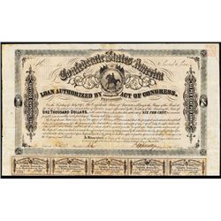 Confederate States of America Issued Bond.