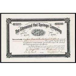 Glenwood Hot Springs Co. Issued Stock.