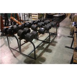 WEIGHT RACK W/9 ASSORTED SIZE DUMBBELLS