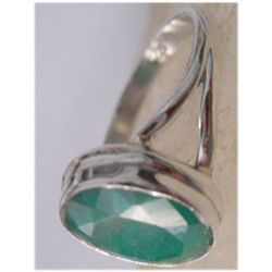 Natural 18.00 ctw Emerald Oval Ring .925 Sterling