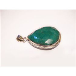 Natural 44.55 ctw Emerald Pear Pendant .925 Sterling