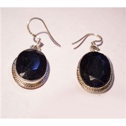 Natural 43.60 ctw Sapphire Oval Earrings .925 Sterling