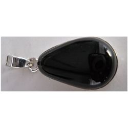 Natural 26.80 ctw Black Onex Oval Pendant .925 Sterling