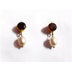 Natural 12.55 ct Pearl Earrings .925 Sterling w/ Bronze