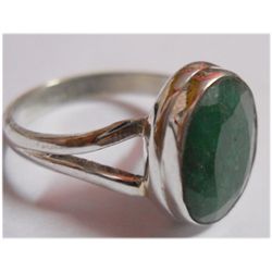 Natural 17.20 ctw Emerald Oval Ring .925 Sterling