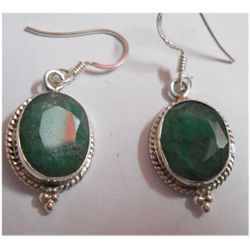 Natural 27.45 ctw Emerald Earrings .925 Sterling Silver