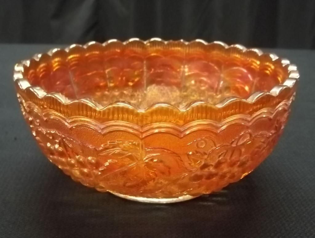 Imperial Carnival Glass Grape Bowl Marigold