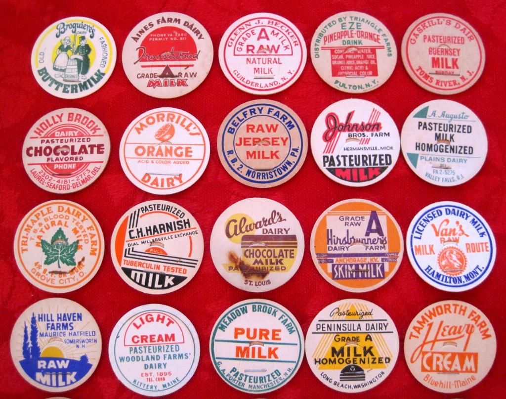 35 Different Vintage Milk Bottle Caps