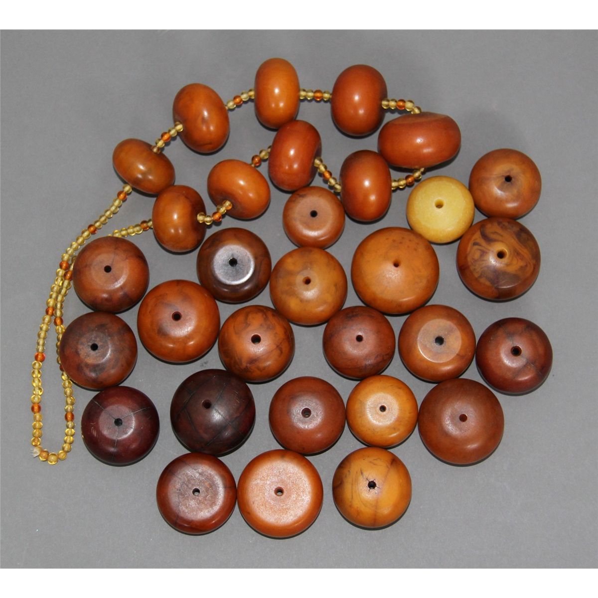 Copal Amber African Trade beads collection of 31 i etc.