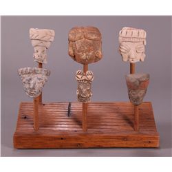 Pre-Columbian human effigy figures.  6 figures glu etc.