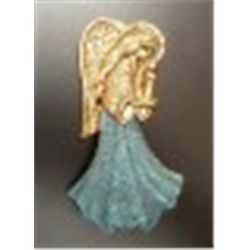 ANGEL BROOCH BLUE SKIRT HOLDING CANDLE