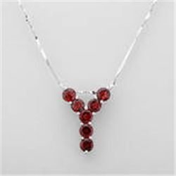 STERLING SILVER .925 NECKLACE GARNET "Y"  DESIGN. NEW WITH GIFT BOX