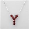 Image 1 : STERLING SILVER .925 NECKLACE GARNET "Y"  DESIGN. NEW WITH GIFT BOX