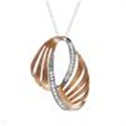 14K/925 TWO TONE NECKLACE & PENDANT. GP STERLING SILVER WITH .70XTW CUBIC ZIRCONIA VERY PRETTY