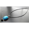 Image 1 : BLACK GLASS  BEADS & COPPER TURQUOISE  GEMSTONE PENDANT WITH A STERLING CLASP