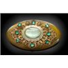Image 1 : VINTAGE BAKELITE BROACH GOLD TONE WITH GREEN RHINESTONES