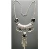 Image 1 : AWESOME SILVER/SILVER TONE BLACK/WHITE PERUVIAN GLASS NECKLACE.  TRIBAL
