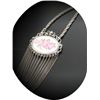Image 1 : HAND PAINTED PORCELIN NECKLACE. PINK ROSE, SILVER CHAIN, VINTAGE LOOK. SIGNED PIERCE